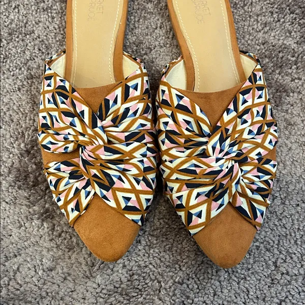 Market & Spruce knot tie geometric pointed slip on flats - Image 6