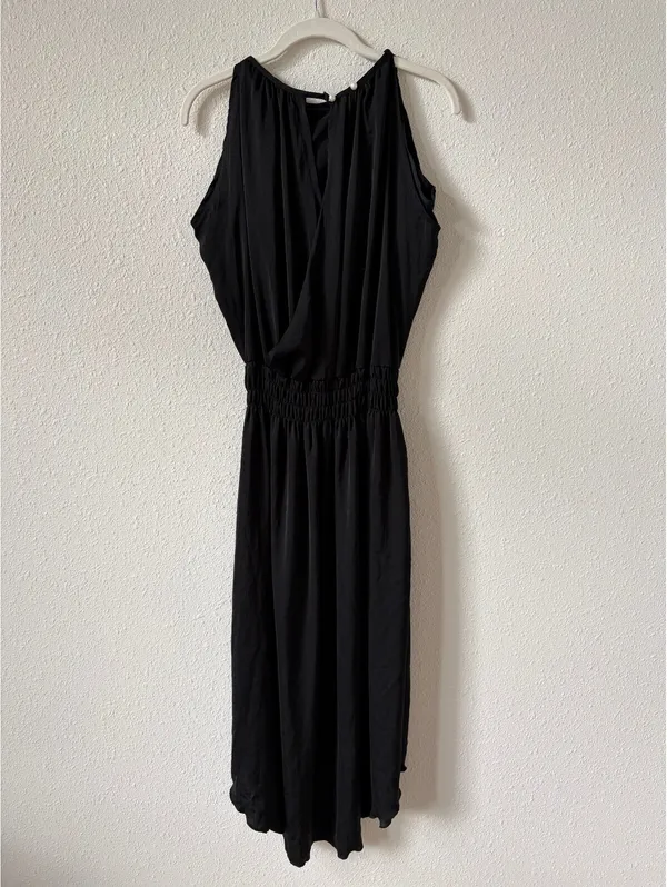 Shebird Emma Dress Black Satin Size 4 / Medium Neutral Party Comfy Midi Goth - Image 2