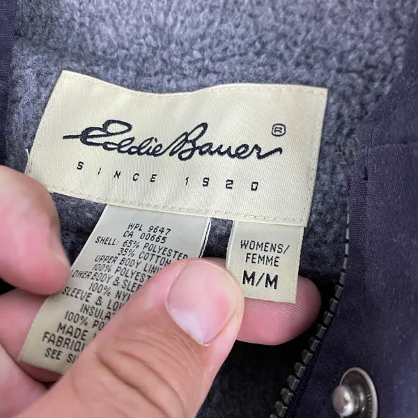 Eddie Bauer Coat Womens Medium‎ Blue Hooded Fleece Lined Insulated Parka Warm - Image 5