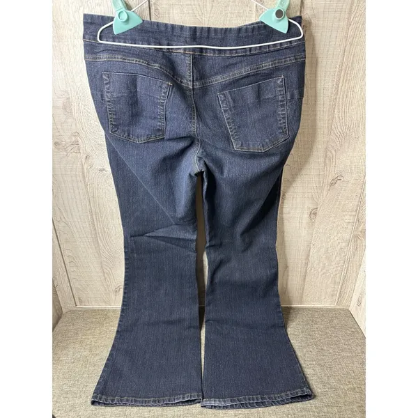 Womens Bootcut Denim Jeans Large Cotton & Polyester Blend Stretch Dark Wash - Image 2