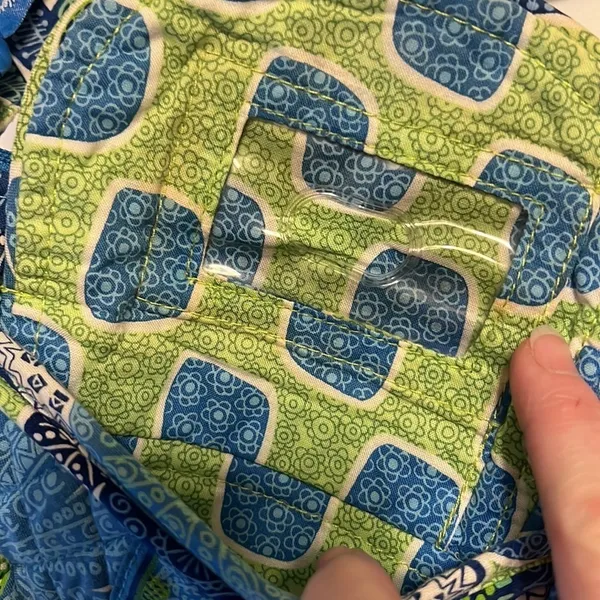 Vera Bradley Crossbody Bag Blue Green Floral Paisley Quilted‎ Cotton Handbag - Image 4