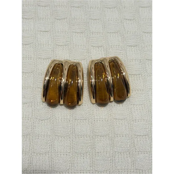 8 Other Reasons Gia Stud Earrings Brown / Gold - Image 3