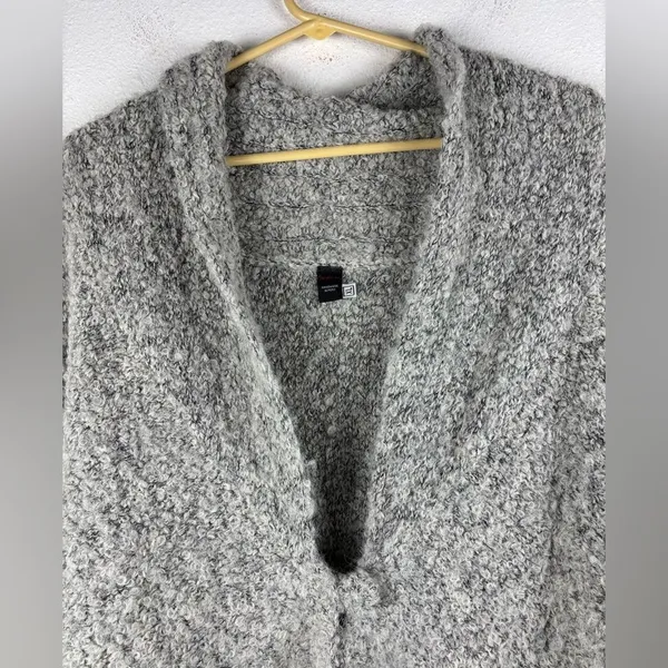 Tey Art Inc Gray‎ Cardigan XL Alpaca Wool Blend Fuzzy Sweater Handmade in Peru - Image 2
