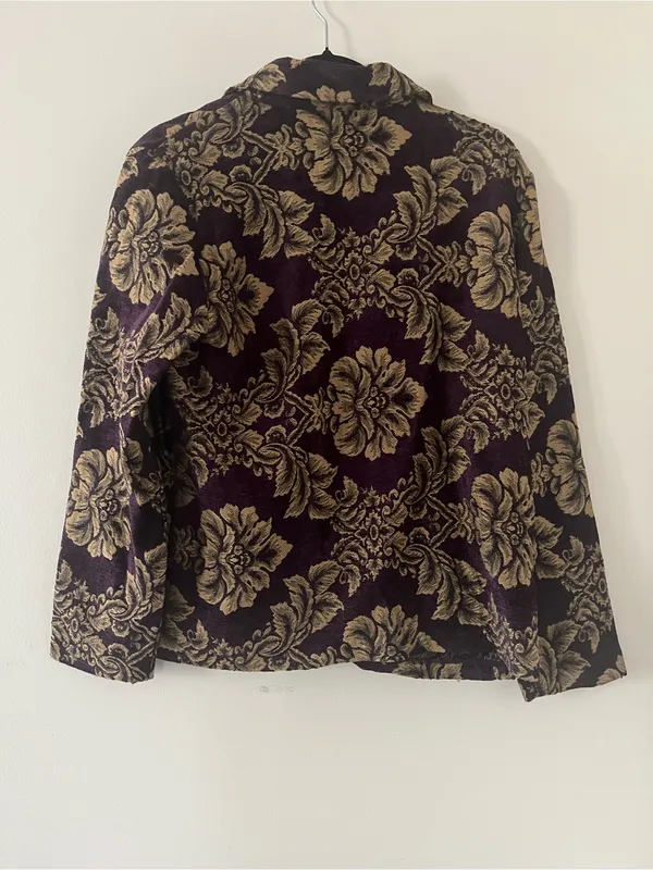 Vintage Studio Works Purple Gold Floral Baroque Blazer Medium Renaissance - Image 5
