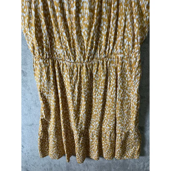Banana Republic‎ Yellow Abstract Print Ruffle Strap Dress Smocked Waist Med New - Image 3