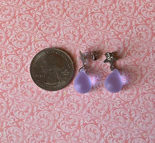 Handmade teardrop Czech glass simple star earrings💫💜 - Image 9