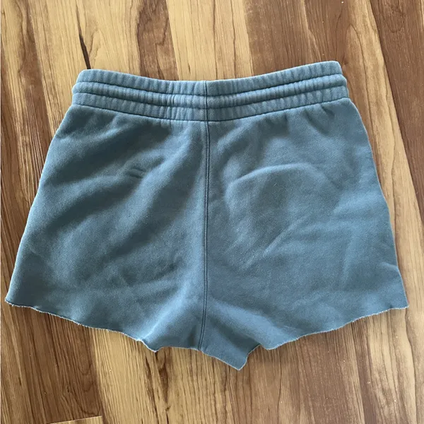 Aritzia TNA Cozy Fleece Boyfriend Short High Rise Raw Hem in Vintage Navy Sz. XS - Image 2