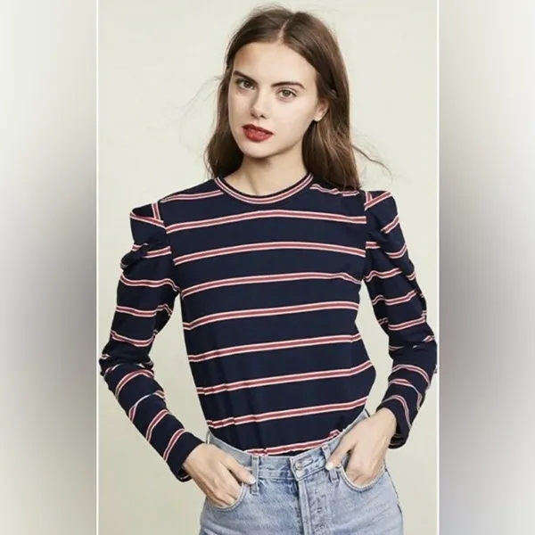 Anthropologie The Fifth Label Kinetic Stripe Puff Sleeve‎ Top XL - Image 7