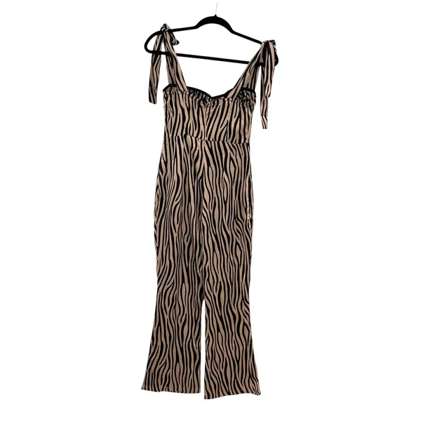Urban Outfitters Lioness Woman Like Me Tie‎ Jumpsuit Zebra Print Size Small - Image 8