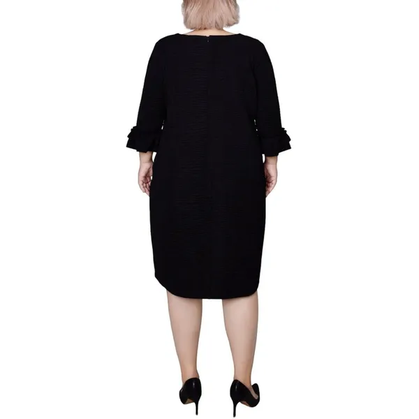 NWT Ny Collection Womens Textured Knit Plus Size Dress WTXD4237D Black 3X - Image 3