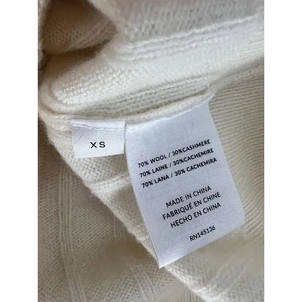 NAADAM Cream Wool Cashmere Ribbed Cropped Cardigan XS - Image 7