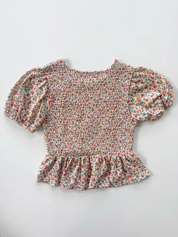 Blu Pepper Floral Smocked Peplum Top size M - Image 8