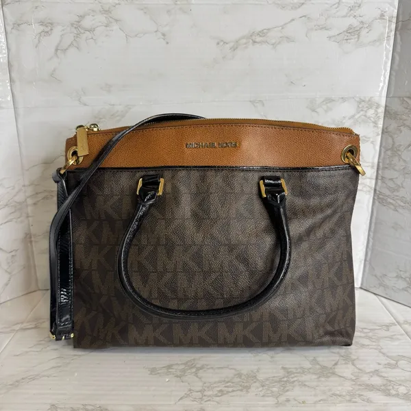Michael Kors Aubrey Large Satchel Brown/Luggage women's bag shoulder purse‎ - Image 2