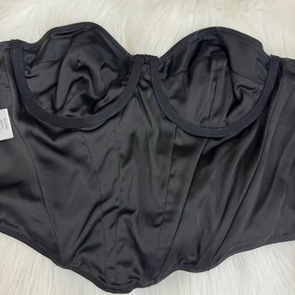 Women's White Fox Strapless Corset Bustier Longline Bra Top Sz Medium Black - Image 11