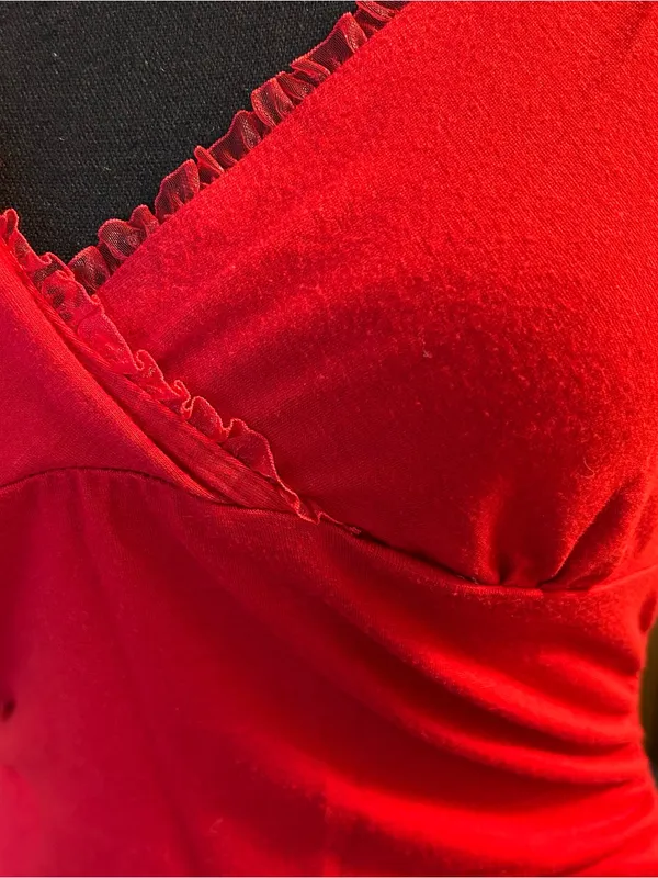 Speechless Y2K red surplice short split sleeve top M ruched ruffles coquette - Image 9