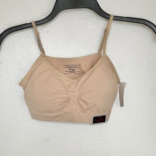 Rene Rofe Nude Padded Bra Size Small Sports Pleated Stretch Activewear Gym - Image 6