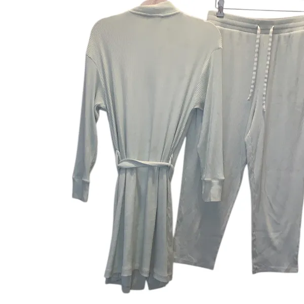 Land’s End Women's Light Green Ribbed Intimate Set Robe & Pants Pajama - Image 4