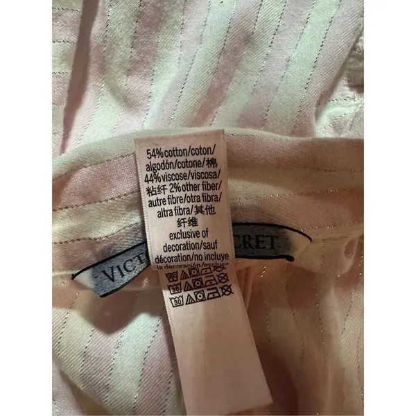 Victoria’s Secret pink white metallic silver striped pajama set sz small‎ - Image 10