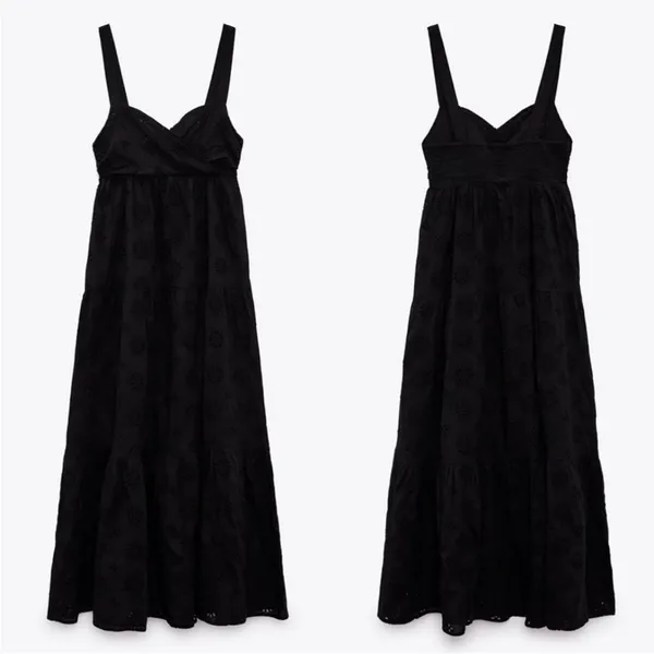 ZARA Black maxi eyelet dress - Image 4