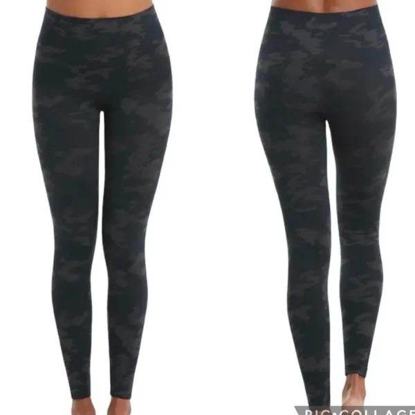 Spanx Leggings Size Medium NWT Black Camo Compression Seamless Look at Me Now - Image 2
