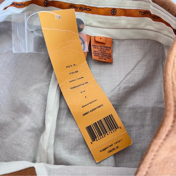 NWT Tory Burch Women's Skinny Auden‎ Pants in Terracotta - Image 5