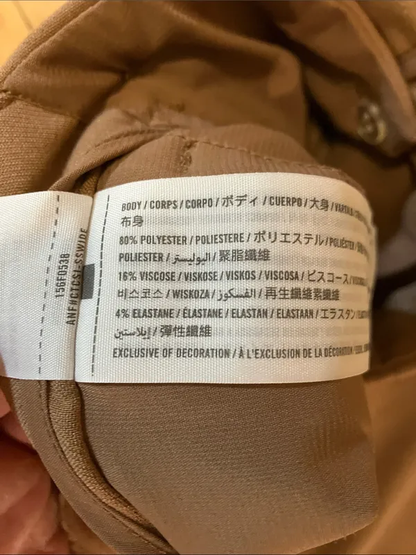 Abercrombie & Fitch Straight Leg Cross Button Trousers Camel Tan Size 26/2 Long - Image 4