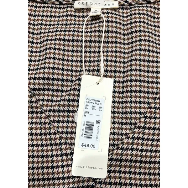 Copper Key Jumper Dress Medium Houndstooth Preppy Academia Brown NWT - Image 5