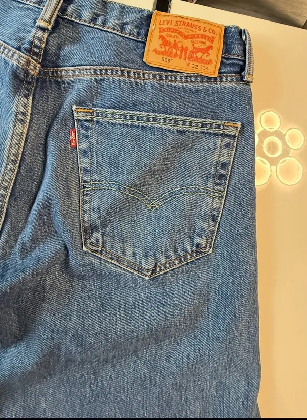 Levi's 505 Regular Fit Straight Leg Jeans Blue Denim W32 L34 Vintage Aesthetic - Image 6