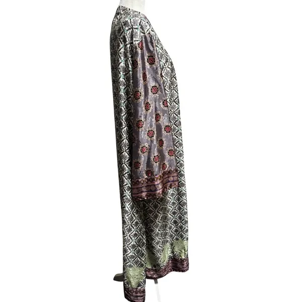 Zara Printed Long Kimono Duster – Boho Open Front Layer – Size M - Image 4