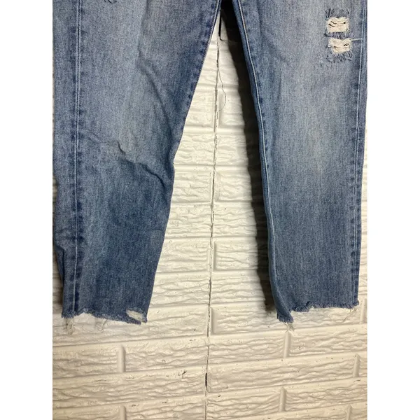 Vervet Distressed Mom Jeans Women 25 Blue Excellent‎ High Rise Raw Hem VT1151 - Image 2