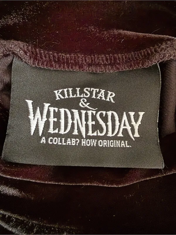 Killstar Wednesday Addams Collab Black Velvet Mock Neck Top XL Allergic To Color - Image 3