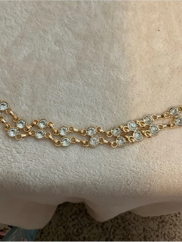 Gold Crystal Double-Row Necklace Chain - Women Jewelry - Image 3