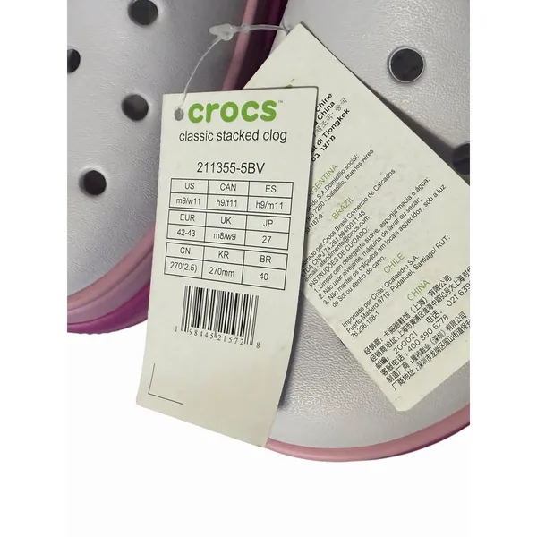 Crocs Classic Stacked Clog Womens 11 Mens 9 White Pink Purple Platform - Image 8