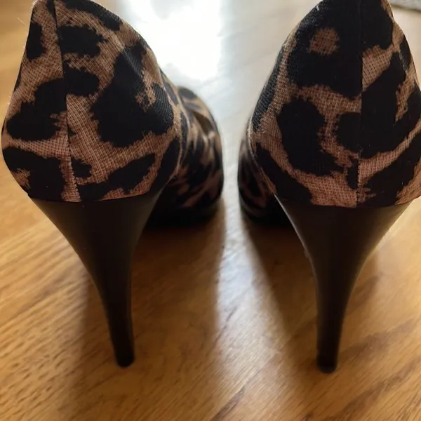 NINE WEST Leopard Faux Stiletto Platform Pumps- 8M - Image 5