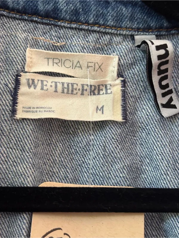 We The Free Blue Denim Short-Sleeve Jumpsuit with Tan Bandana Panels - Image 10
