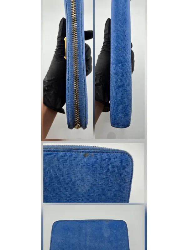 Fendi Royal Blue Zip Around Leather Wallet - Image 6