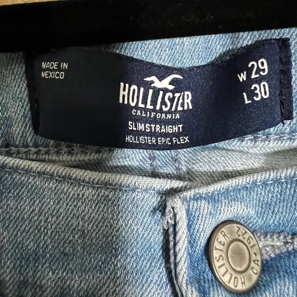 Hollister Women's Light Blue Slim Straight‎ Leg Jeans size w 29 L 30 - Image 3