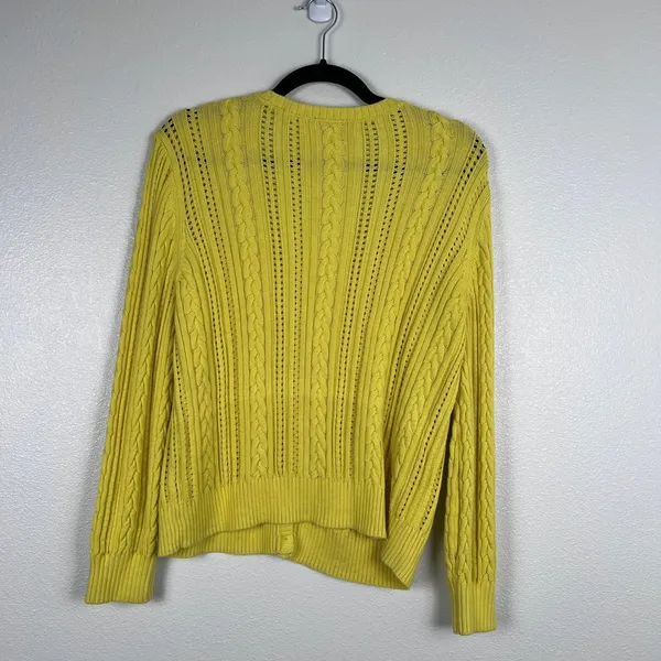 Talbots Women's Open‎ Knit Button Front Cardigan Yellow Sz XL - Image 6