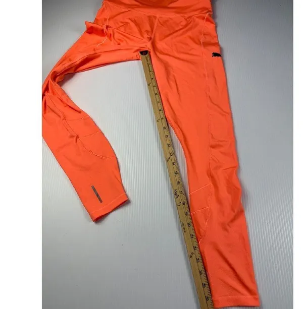 Puma Running Leggings Athletic Workout Neon Orange with Pockets Women S w stains - Image 2