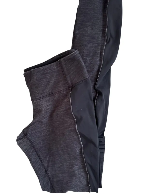 Lululemon Virtue Energy Pant Black Slub Denim/Black Sz 8 Athletic Performance - Image 2
