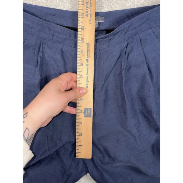 VINCE Pleated Slouchy Cropped Zip Leg‎ Pants Trousers Navy Blue 6 Ankle Zip - Image 10