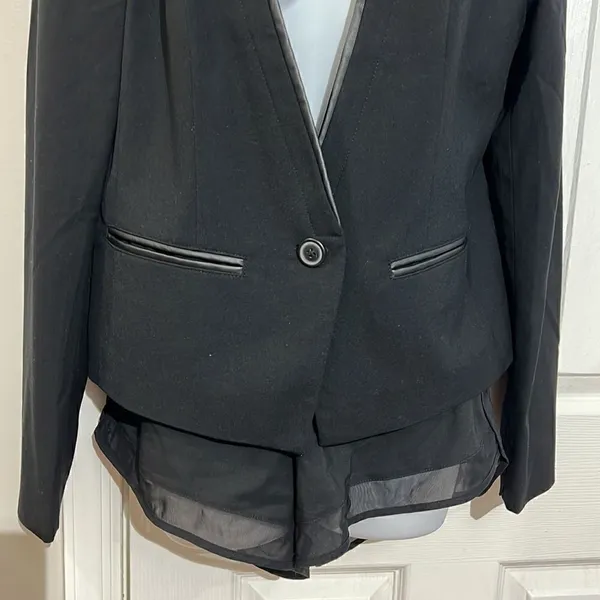 ‎Loft Leather Trimmed Black Blazer Size M - Image 3
