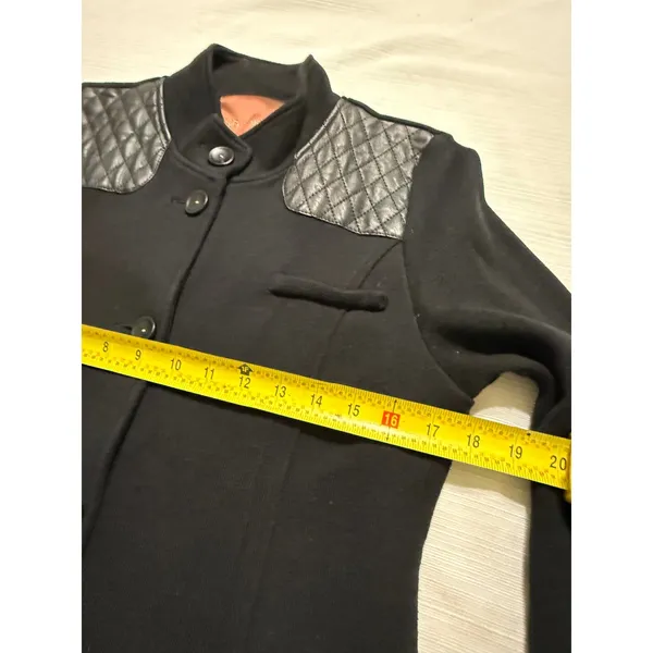 525 America Womens Black Knit Blazer Quilted Leather Patch Jacket Medium - Image 7