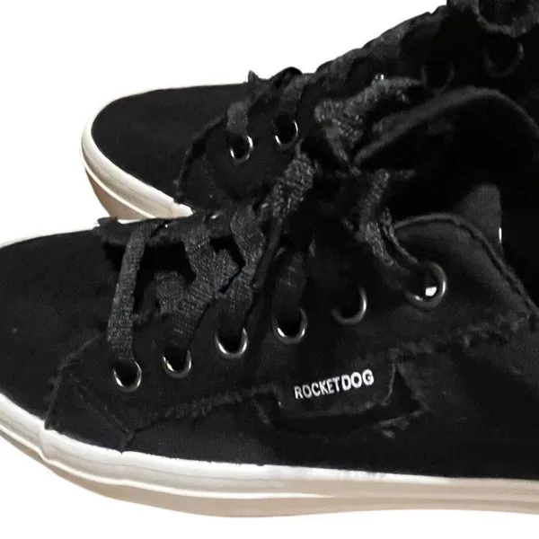 Rocket Dog Jazzin Black Canvas Low Top Frayed Sneakers Womens 9 C317/0721‎ - Image 2