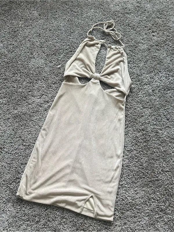 Fiestar Beige Cutout Halter Mini Dress - Image 2