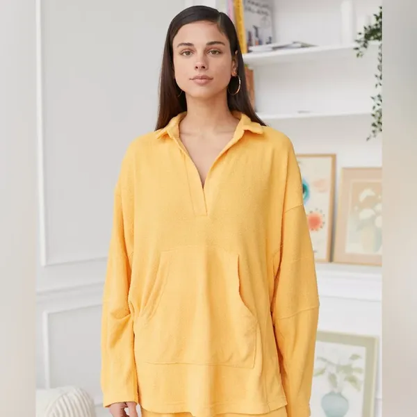 Out From Under Urban Outfitters Mustard Yellow‎ Terry Oversized Pullover Top - Image 2