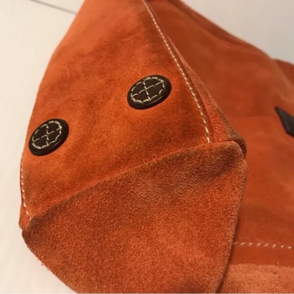 Lands End suede leather hobo shoulder bag orange - Image 5