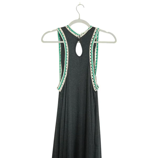 Natural Life Size Large Charcoal Gray Crochet Trim Harem Jumpsuit Lightweight - Image 8