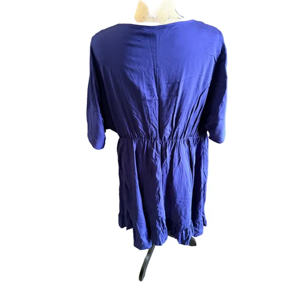 BLOOMCHIC Blue Floral Embroidered V-Neck Dress, Plus 14/16 - Image 5