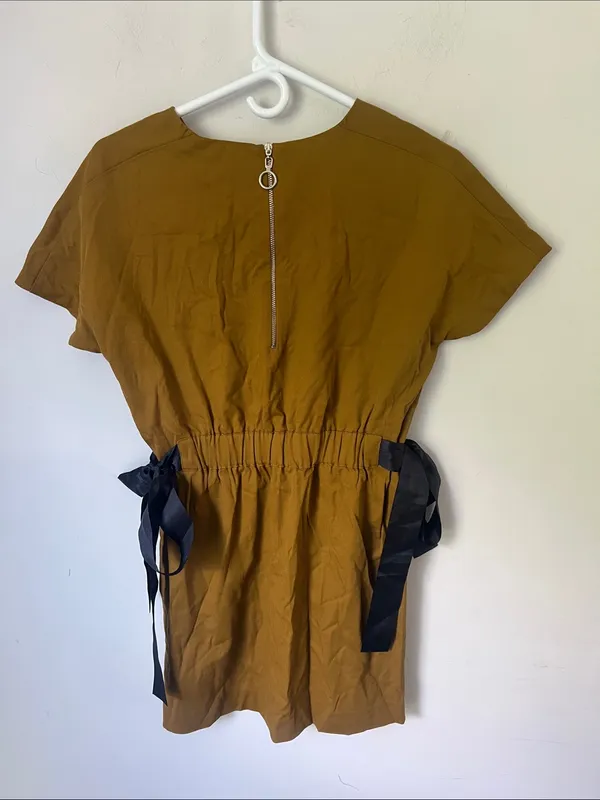 Zara NWT Mustard Mini Dress with Sidebows, size XS 🦋 - Image 6
